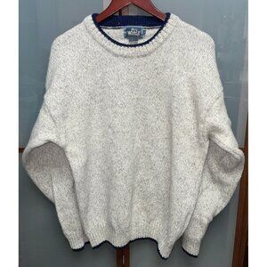 WOOLRICH Mens Vintage Pullover Crew Neck Wool Blend Gray Navy Knit Sweater Sz L